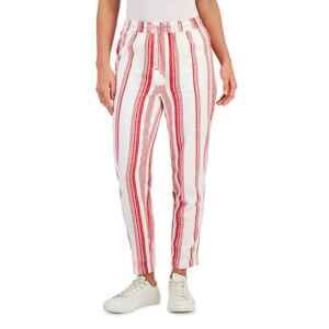 Charter Club Red White Voile Striped Jogger Cuff Pants Size XXL New
